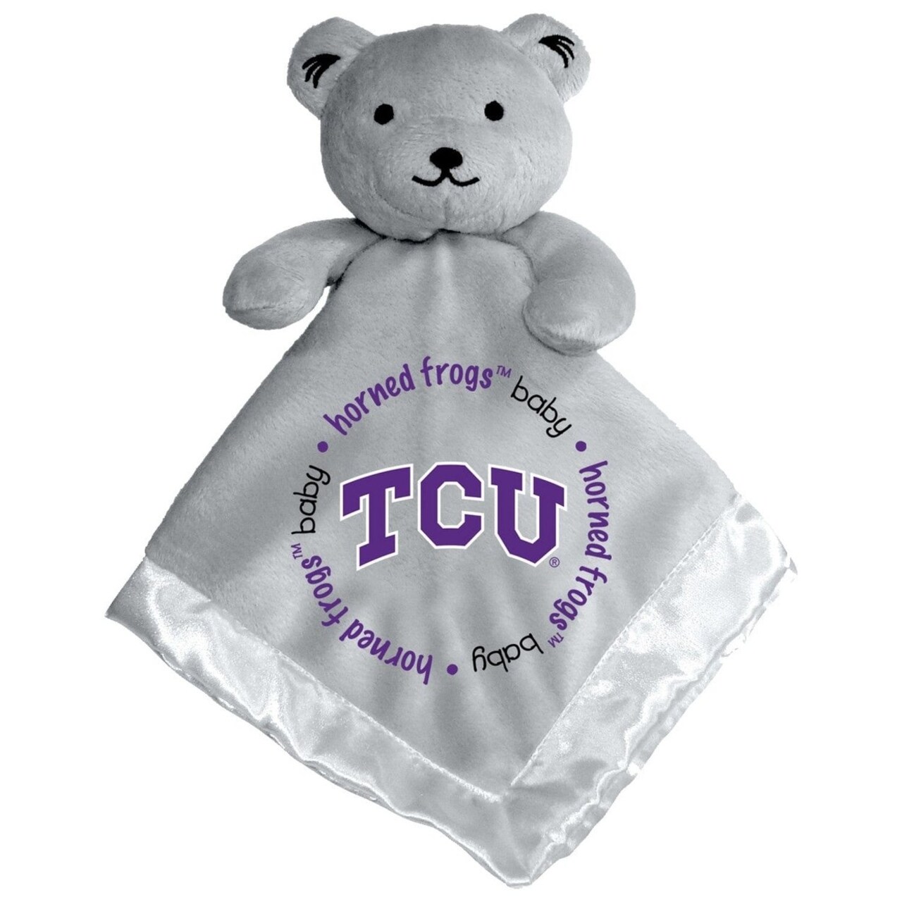 Tcu Horned Frogs Security Bear Gray Plush 14X14 Satin Lined Embroidered Logo
